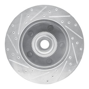 Ford E-150 Econoline Club Wagon Brake Rotor (1) - Front Right - R1 Concepts - Drilled & Slotted - Silver - `94-`03